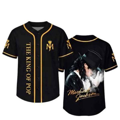 MJ Inspired 3D Baseball Jersey, King of Pop Style Tribute Shirt, Vintage Music Fan Jersey, Concert Outfit