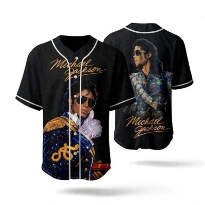 Michael Jackson Baseball Jersey 3D Print, MJ Fan Shirt, King of Pop Jersey Shirt, Hip Hop Streetwear, Michael Jackson Gift, Baseball Shirt