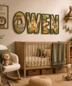 Personalized Layer Woodland Kids Room Sign 3D Layer Safari Baby Name