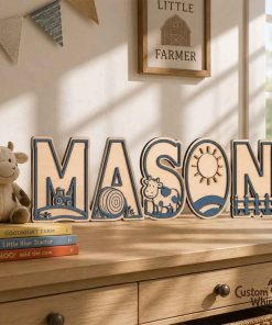 Farm Nursery Name Sign, Custom Kids Wall Art