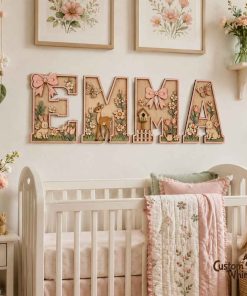 Custom Wooden Name Sign for Nursery, Personalized Baby Girl Name Decor