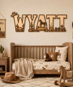 Personalized Cowboy Name Wall Decor, Personalized Wooden Nursery Decor