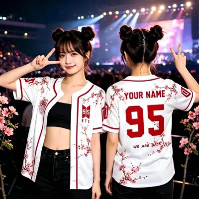 Arirang Vintage Marble Grey Baseball Jersey, OT7 Member Name & Birth Year Number Button Up Uniform, Unisex Kpop ARMY Concert Fan Merch