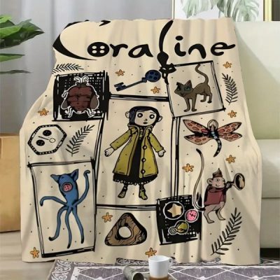 Ghost Mom Coraline Graffiti Patchwork Flannel Throw Blanket - Soft, Lightweight, Wrinkle-Resistant, 60x80in, Bedroom Bedding, Couch Use, Home Decor, Goth Aesthetic