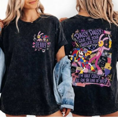 Personalized Amazing Digital Circus Comfort Colors Shirt, Custom Pomni & Jax Pattern Tee, TADC Graphic Shirt, Indie Cartoon Tee Gamer Gift